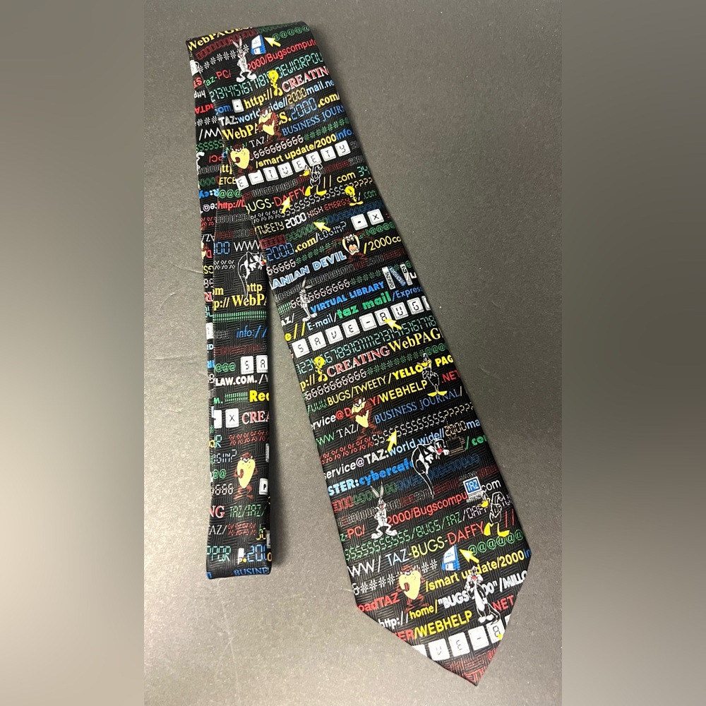 Warner‎ Bros- Loony Tunes, Coding/Web theme, Black w/ Multi color- Pre-Owned